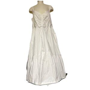 Tiered Maxi Dress White Extra Large XL Lined Cotton Boho Pockets Summer New